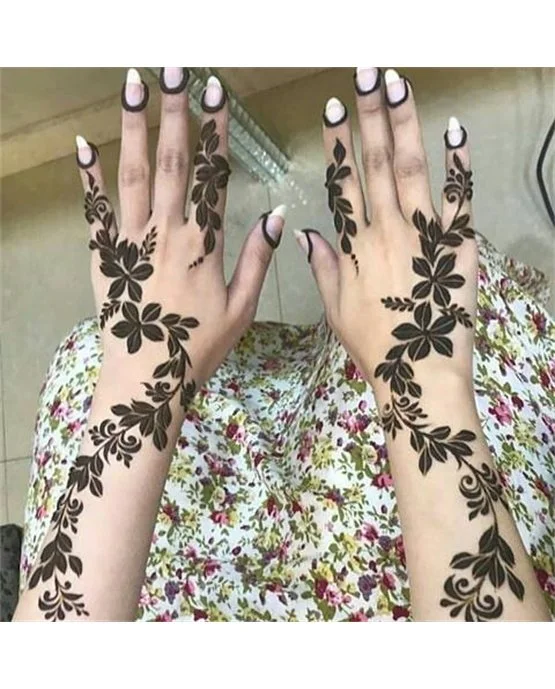Droplet And Sunflower Lovely Simple Full Hand Mehndi Design Motif